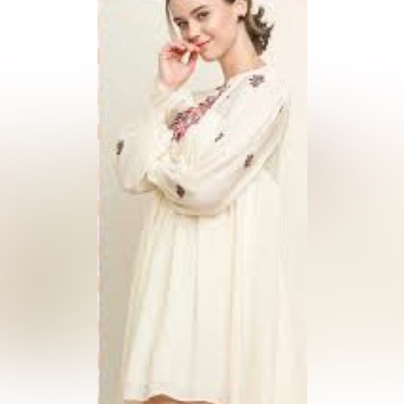 Free people dress floral embroidered lace Elegant Cream Embroidered Dress - Picture 3 of 3